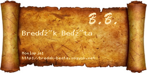 Bredák Beáta névjegykártya